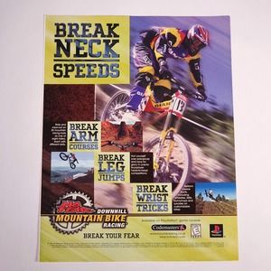 No Fear Downhill Mountain Bike Racing PS1 Vintage Print Ad 2000 Maxim 8.5" x 11"